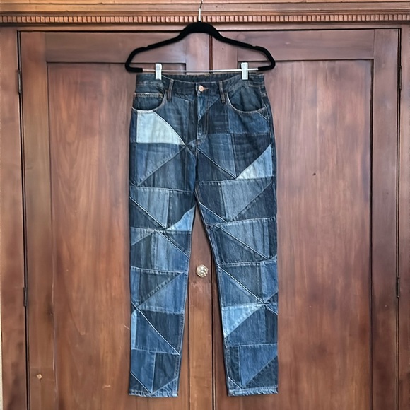 Designer Patchwork Jeans 70s Inspired S - Picture 1 of 13